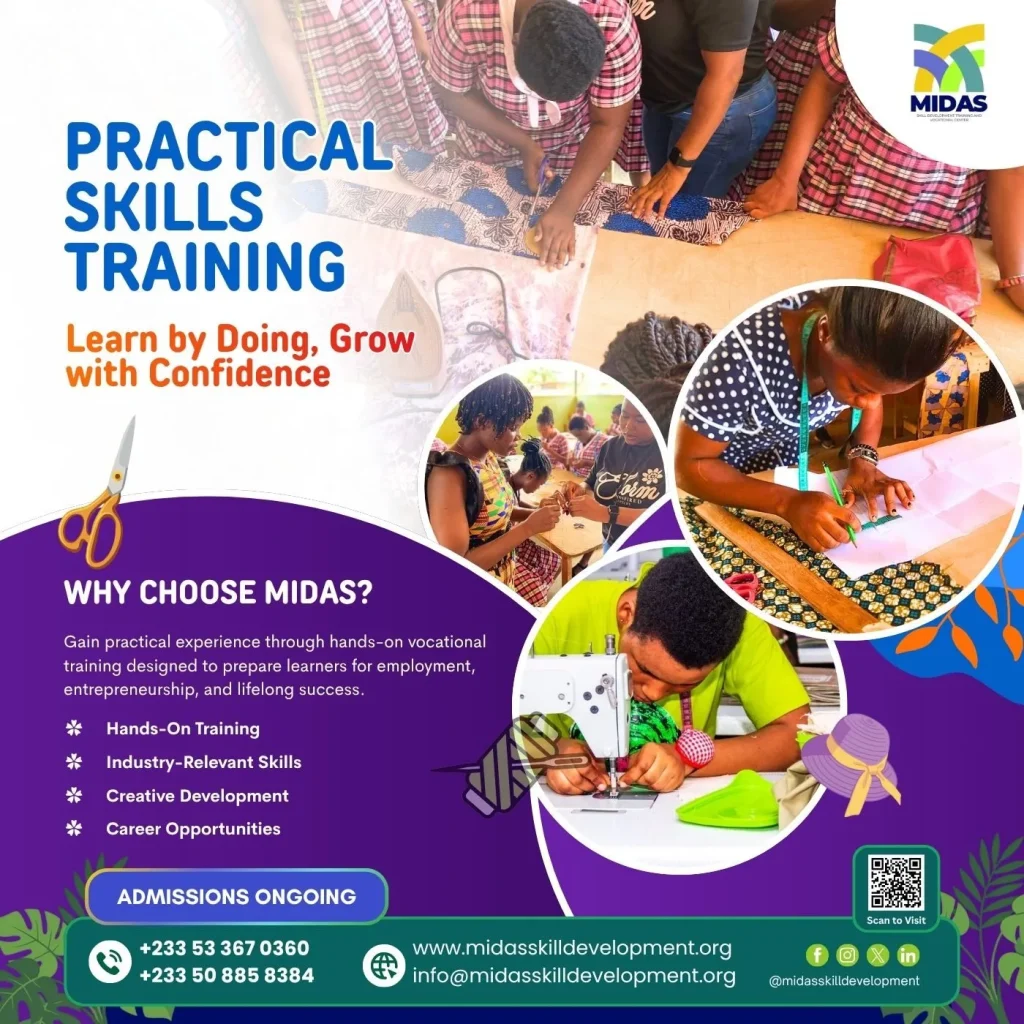 Students receiving practical skills training at MIDAS Skill Development and Training Center