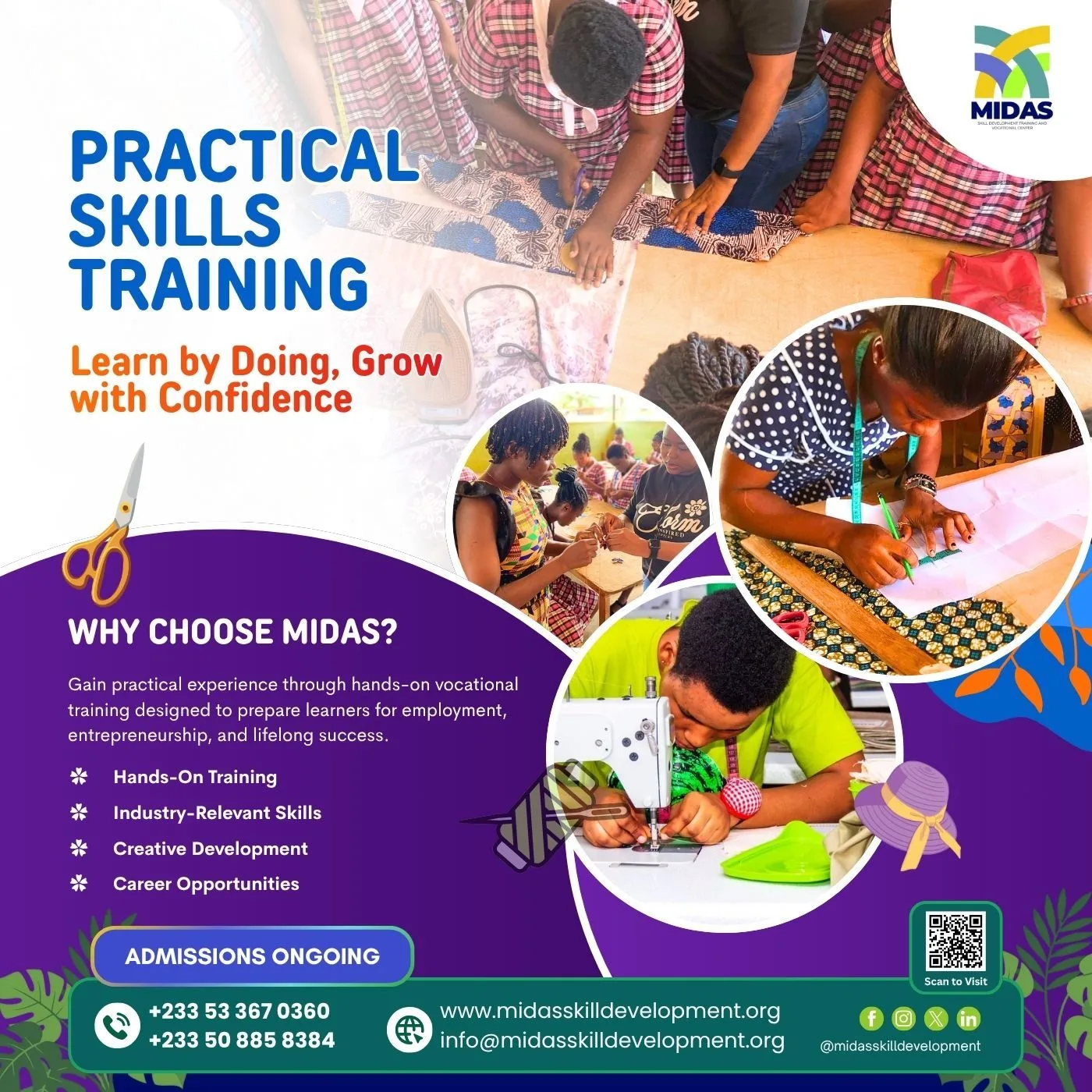 Students receiving practical skills training at MIDAS Skill Development and Training Center