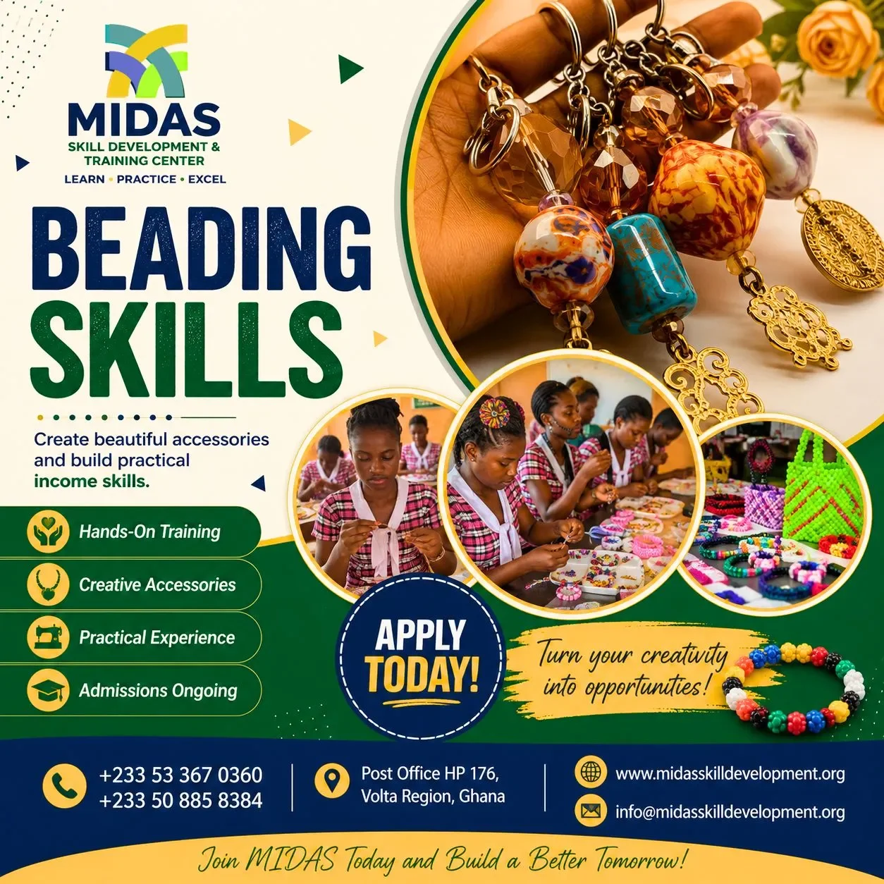 Beading Skills Training in Ghana at MIDAS Skill Development & Training Center